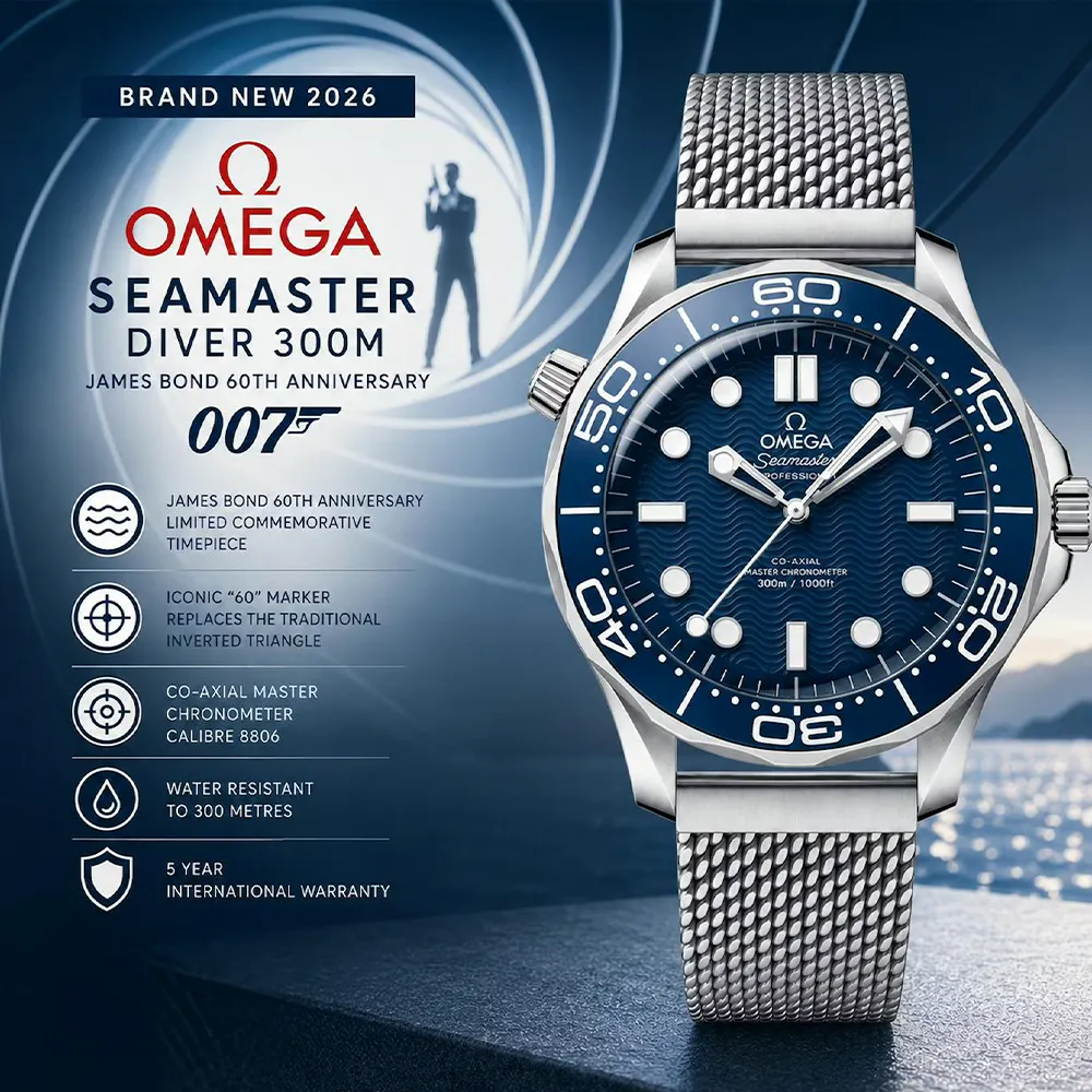 NEW 2026 OMEGA JAMES BOND 007 60TH ANNIVERSARY SEAMASTER DIVER 300M 42MM