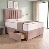 LUXURY DIVAN BED + DRAWERS & MATTRESS - CHOICE OF COLOUR & SIZE