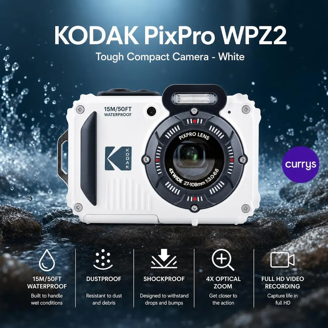 KODAK PixPro WPZ2 Tough Compact Camera - White
