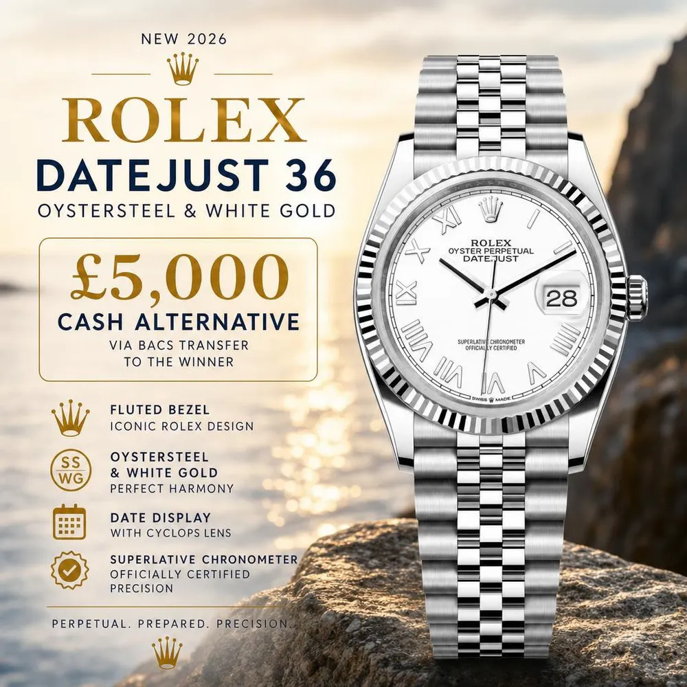 NEW 2026 ROLEX DATEJUST 36 OYSTERSTEEL AND WHITE GOLD OR £5,000