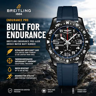 NEW BREITLING ENDURANCE PRO 44MM UNISEX WATCH NAVY RUBBER