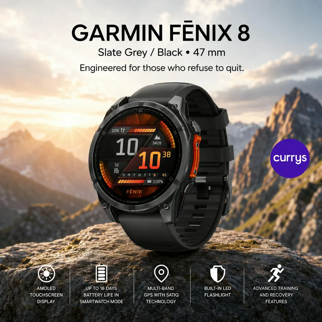 GARMIN FENIX 8 AMOLED SMART WATCH - SLATE GREY & BLACK, 47 MM