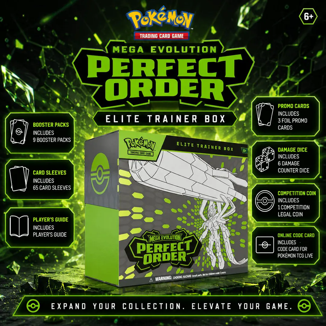NEW POKEMON TCG MEGA EVOLUTION 'PERFECT ORDER' ELITE TRAINER BOX
