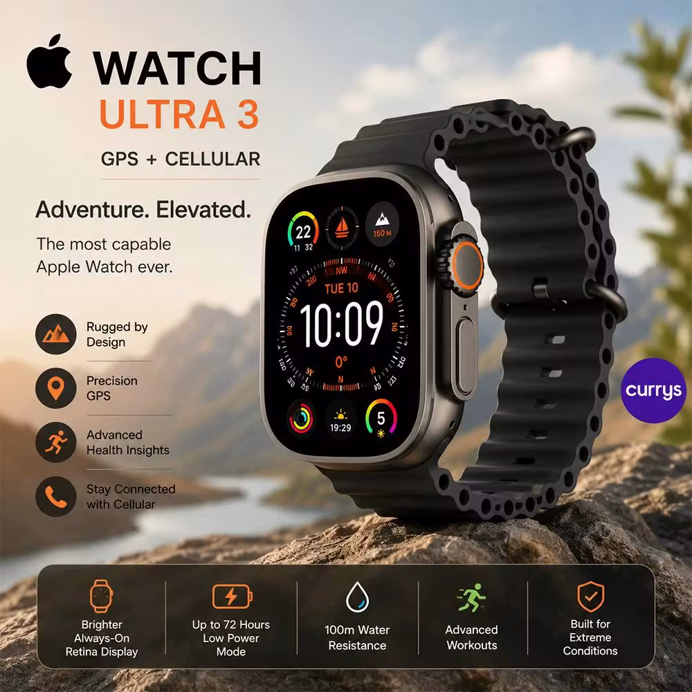 APPLE WATCH ULTRA 3 CELLULAR - 49 MM BLACK TITANIUM & BLACK OCEAN BAND
