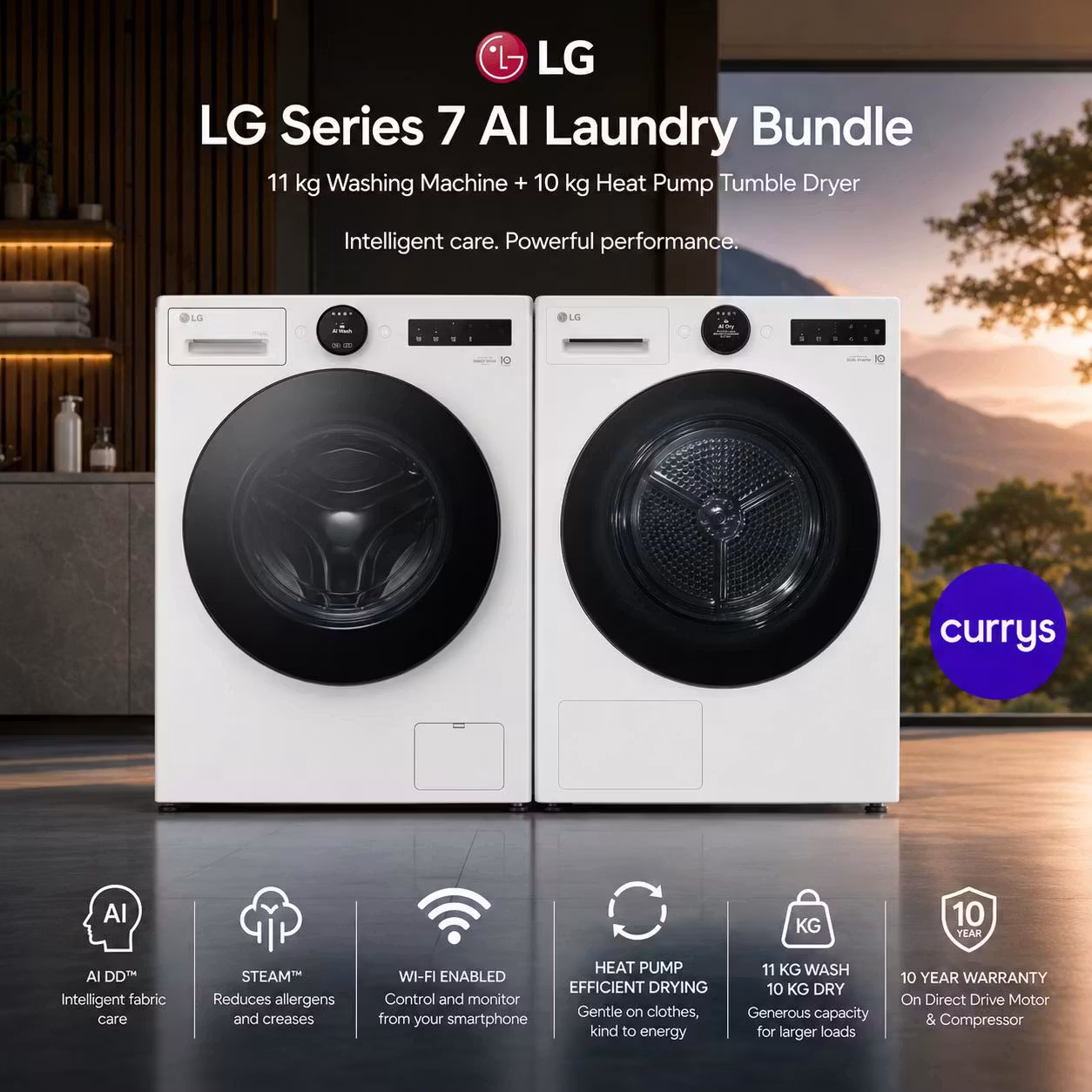 LG SERIES 7 AI WASHING MACHINE & DRYER BUNDLE