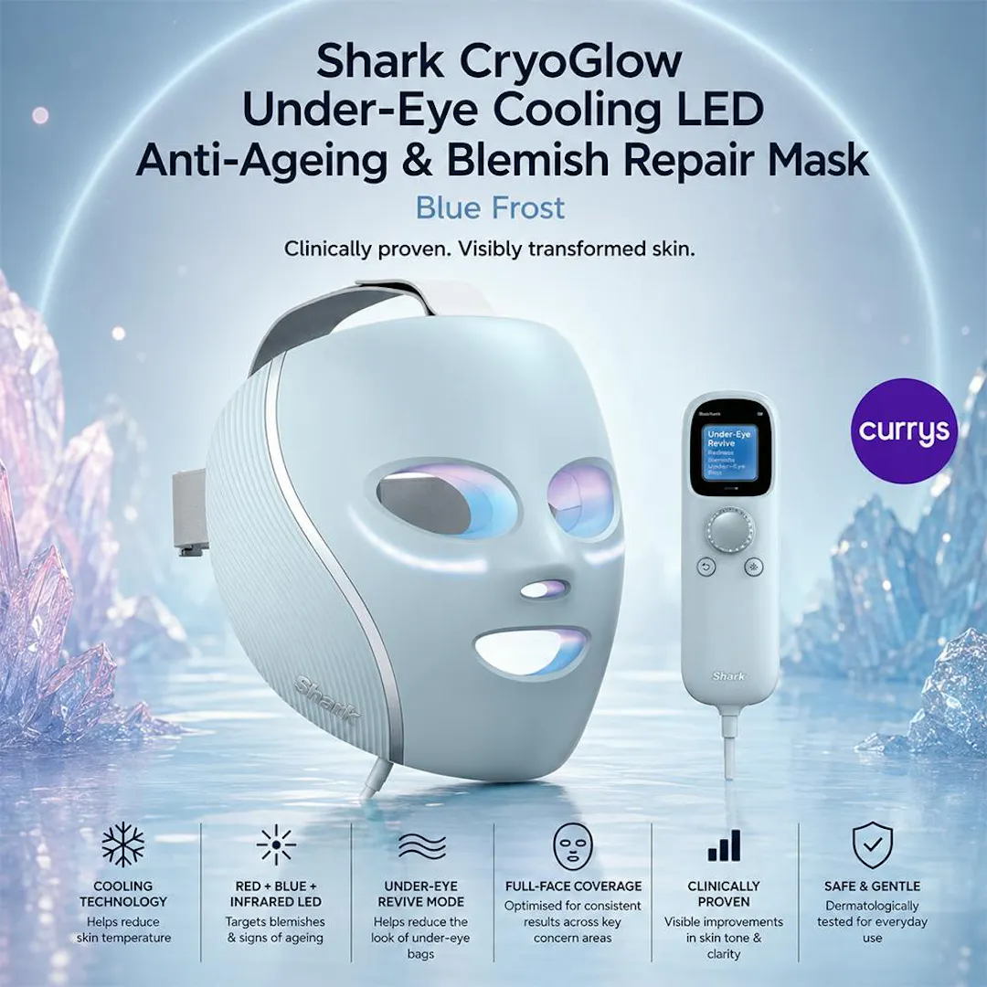 SHARK CRYOGLOW UNDER-EYE COOLING LED ANTI-AGEING REPAIR MASK - BLUE FROST