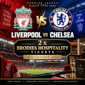 2 X LIVERPOOL VS CHELSEA BRODIES HOSPITALITY TICKETS 28TH OCTOBER 2026