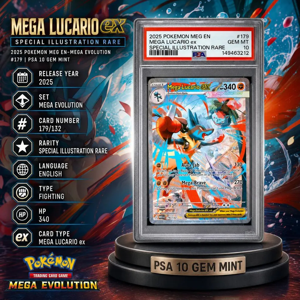 PSA 10 2025 POKEMON MEG EN-MEGA EVOLUTION #179 MEGA LUCARIO ex SIR