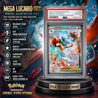 PSA 10 2025 POKEMON MEG EN-MEGA EVOLUTION #179 MEGA LUCARIO ex SIR