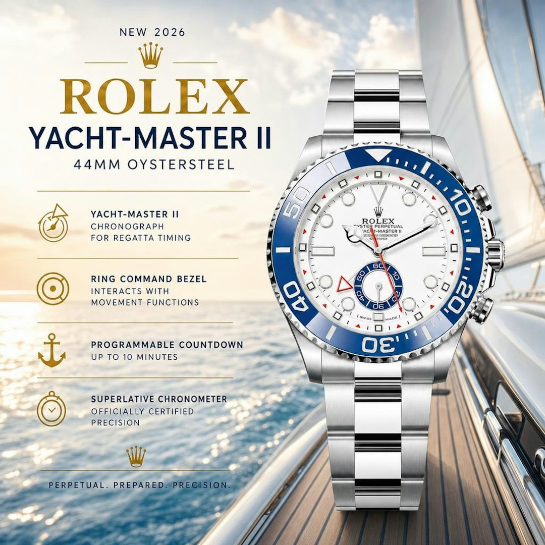 2026 ROLEX YACHT-MASTER II 44 – WHITE DIAL / BLUE BEZEL / OYSTER