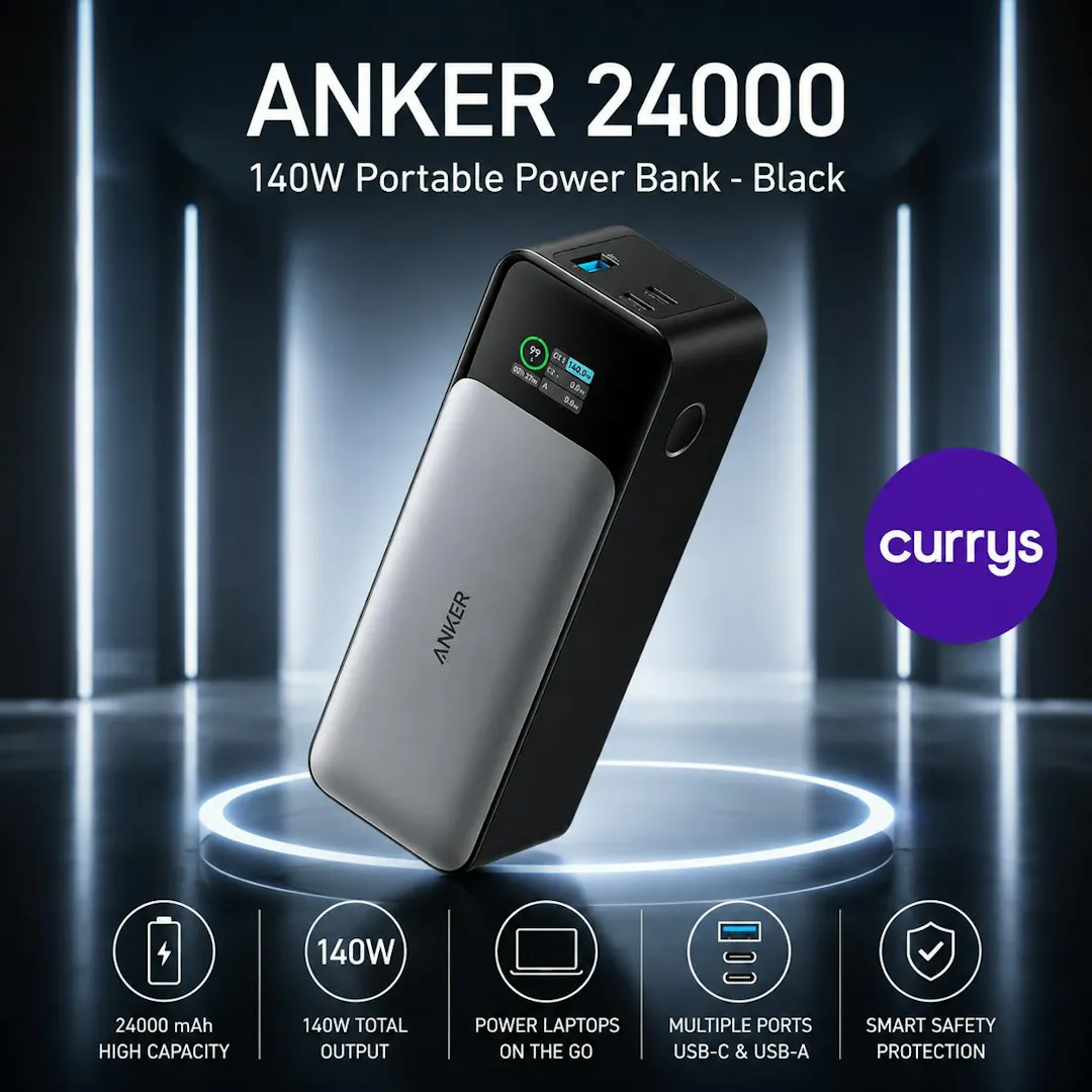 ANKER 24000 MAH 140W PORTABLE POWER BANK - BLACK