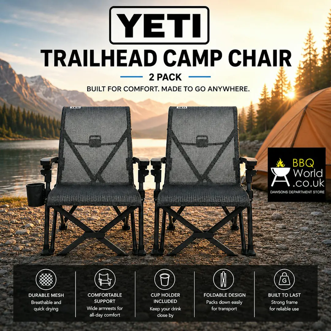 2 X CHARCOAL YETI TRAILHEAD CAMP CHAIRS + COVERS