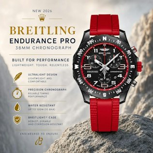 NEW BREITLING ENDURANCE PRO 38MM CHRONOGRAPH RED RUBBER STRAP WATCH #5