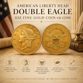AMERICAN LIBERTY HEAD DOUBLE EAGLE 1OZ FINE GOLD COIN OR £2500