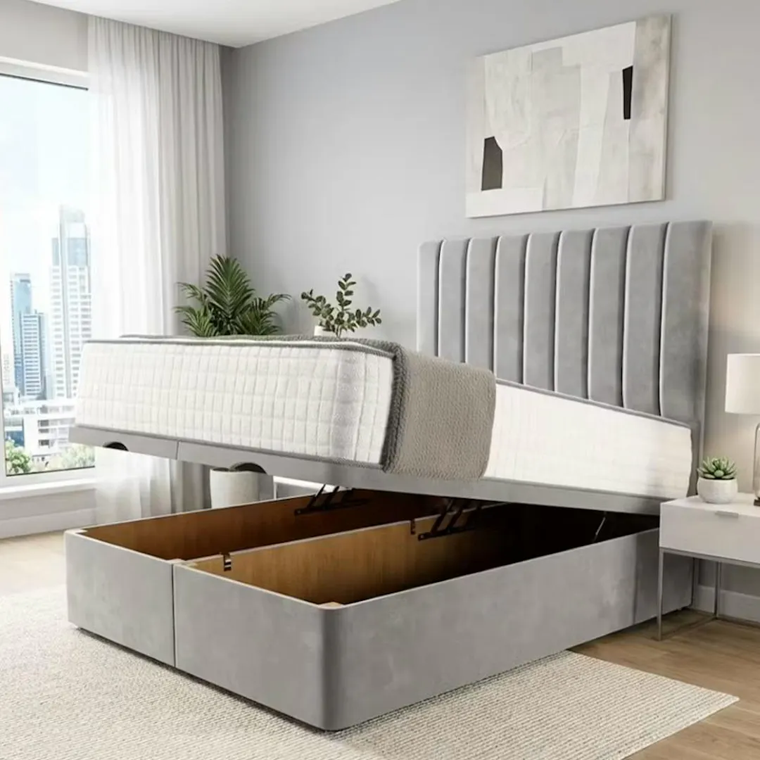 LUXURY OTTOMAN BED BUNDLE - FRAME, MATTRESS + CHOICE OF SIZE & FABRIC