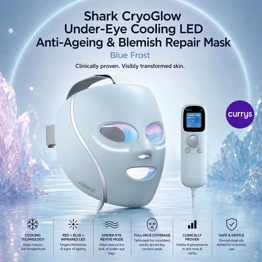 SHARK CRYOGLOW UNDER-EYE COOLING LED ANTI-AGEING REPAIR MASK - BLUE FROST
