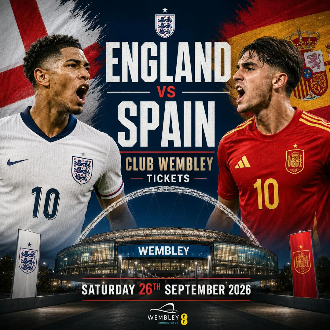 2 X ENGLAND VS SPAIN CLUB WEMBLEY TICKETS WEMBLEY STADIUM + £500