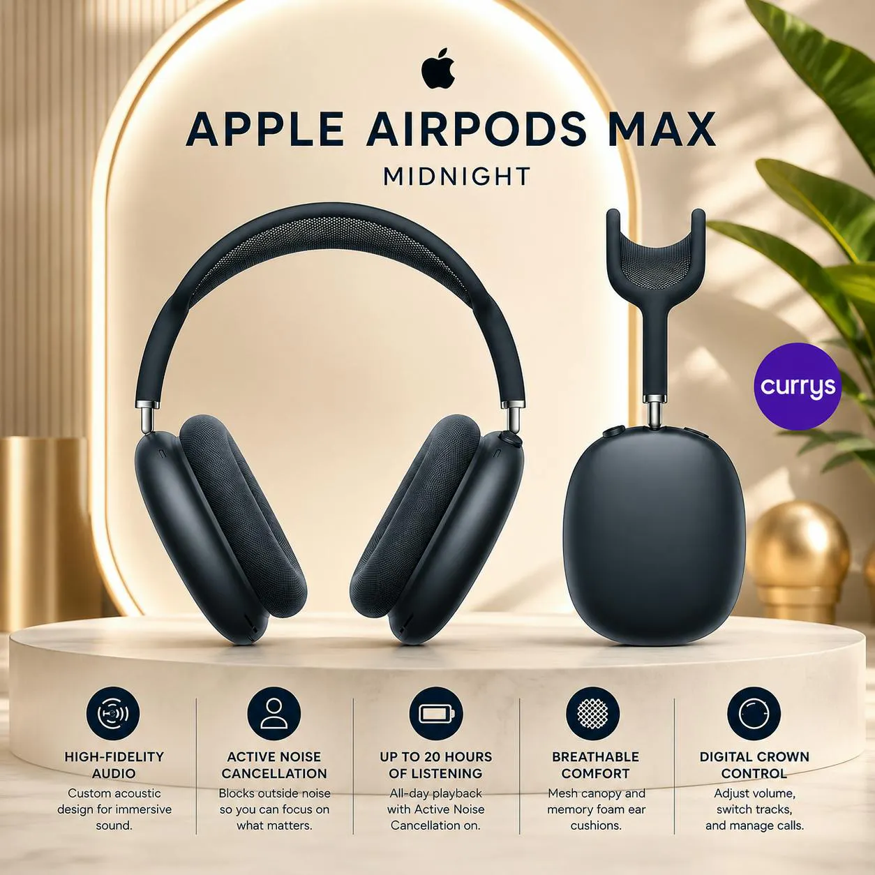 APPLE AIRPODS MAX 2 WIRELESS NOISE-CANCELLING HEADPHONES - MIDNIGHT