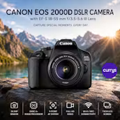 CANON EOS 2000D DSLR CAMERA & 18-55 MM LENS