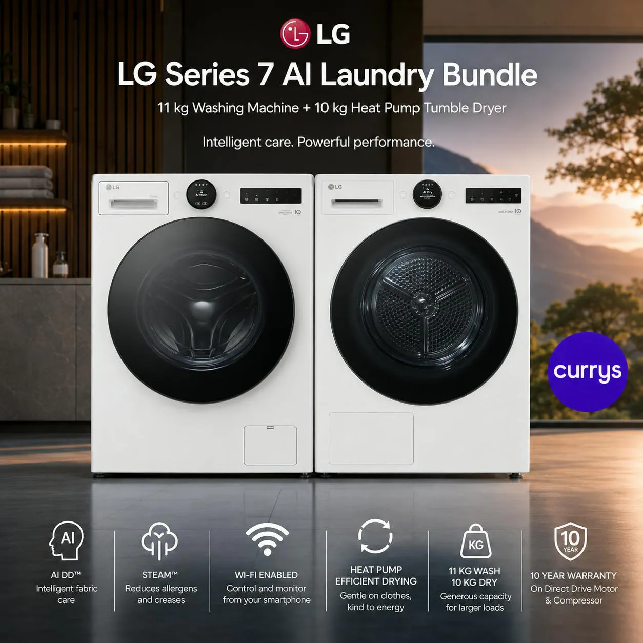 LG SERIES 7 AI WASHING MACHINE & DRYER BUNDLE