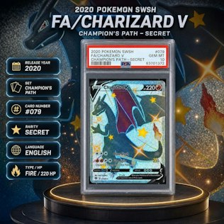 PSA 10 2020 POKEMON SWORD & SHIELD CHAMPION'S PATH #079 FA/CHARIZARD V