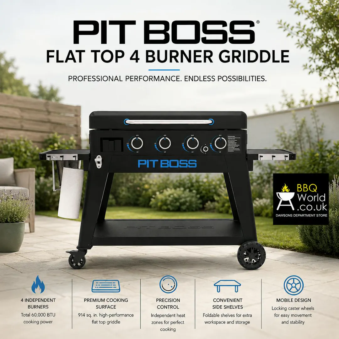 PIT BOSS ULTIMATE SMASH GRIDDLE LIFT OFF PLANCHA 4 BURNER + COVER