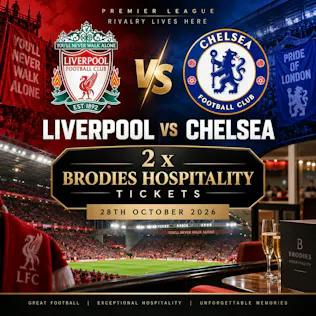 2 X LIVERPOOL VS CHELSEA BRODIES HOSPITALITY TICKETS 28TH OCTOBER 2026 #1