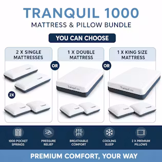 TRANQUIL 1000 MATTRESS & PILLOW BUNDLE - WINNERS CHOICE OF SIZE #4