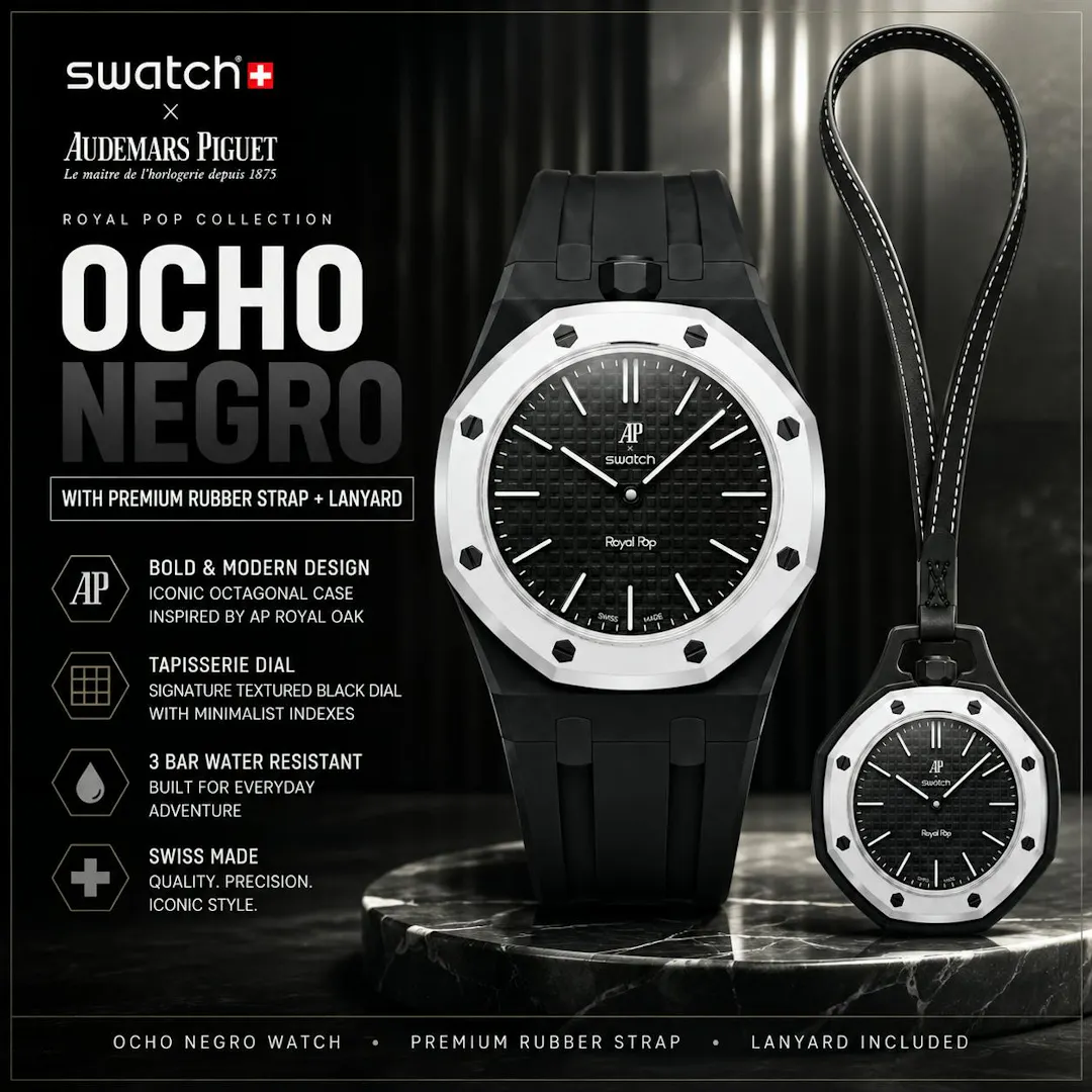NEW SWATCH X AUDEMARS PIGUET ROYAL POP OCHO NEGRO + STRAP