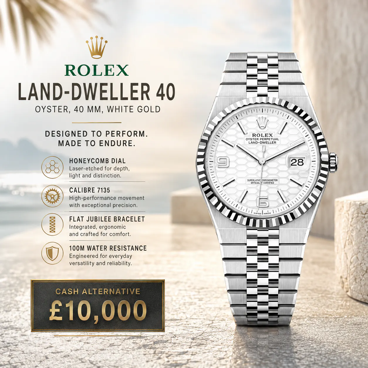 NEW 2026 LAND-DWELLER 40 OYSTER, 40 MM, WHITE GOLD OR £10,000