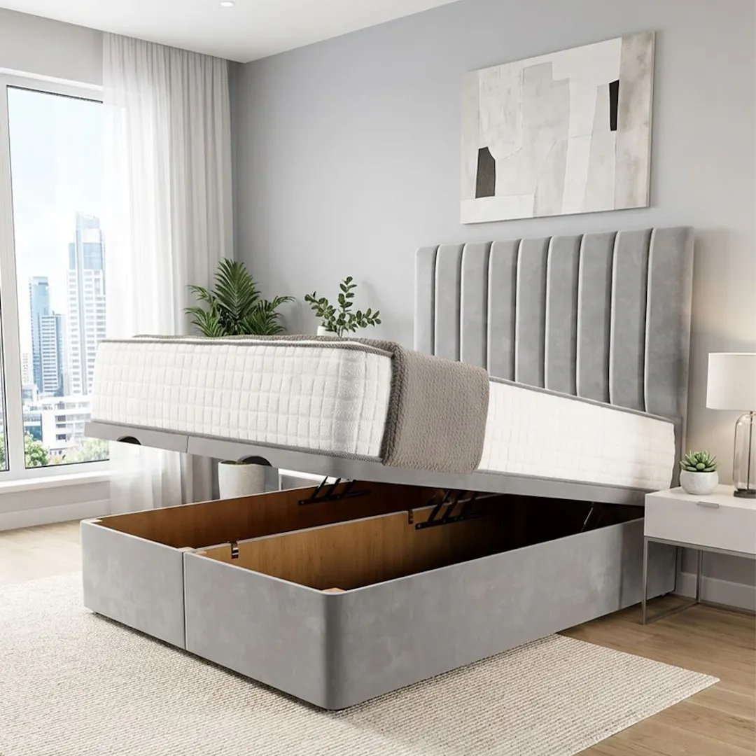 LUXURY OTTOMAN BED BUNDLE - FRAME, MATTRESS + CHOICE OF SIZE & FABRIC