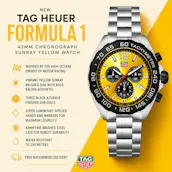 NEW TAG HEUER FORMULA 1 43MM YELLOW DIAL CHRONOGRAPH