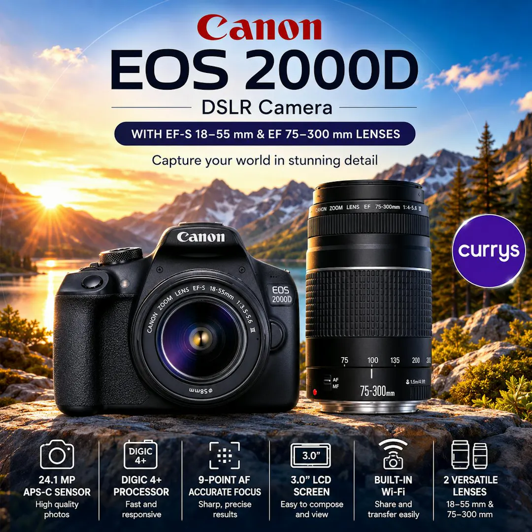 CANON EOS 2000D DSLR CAMERA WITH LENS