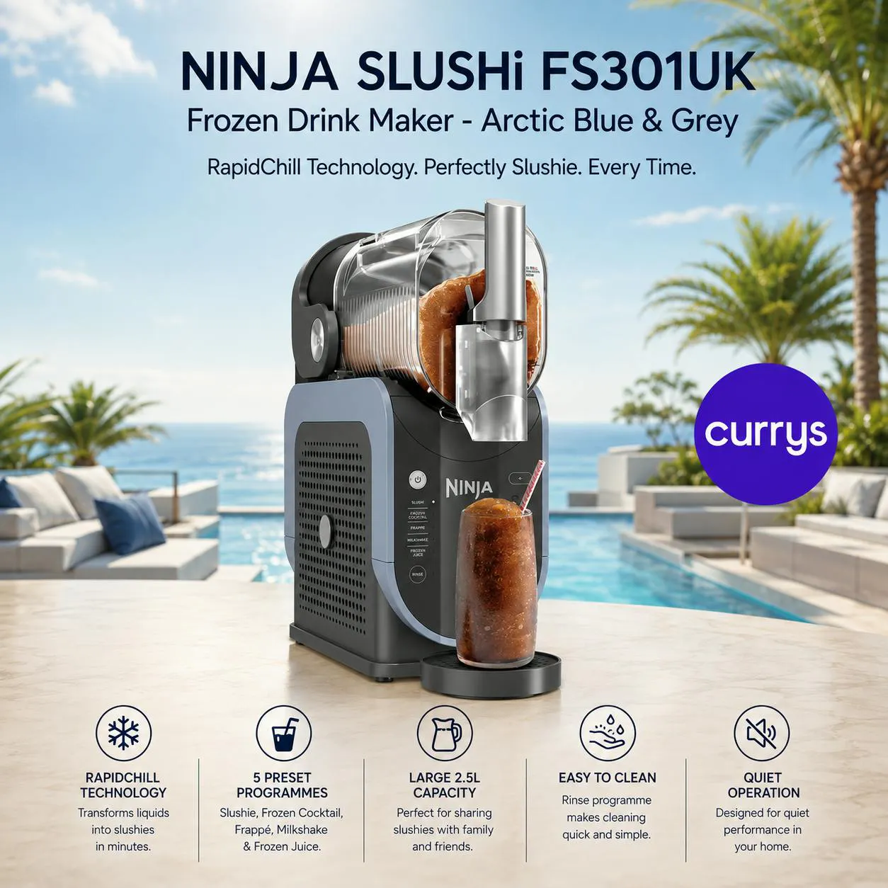NINJA SLUSHI FS301UK FROZEN DRINK MAKER – 5 FROZEN DRINK PRESETS
