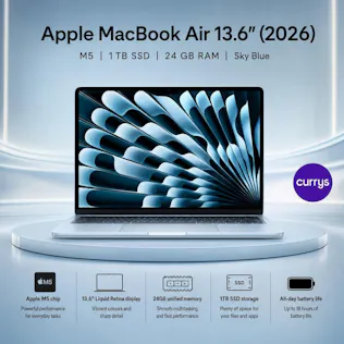 APPLE MacBook Air 13.6" (2026) - M5, 1 TB SSD, RAM 24 GB, Sky Blue OR £1,000