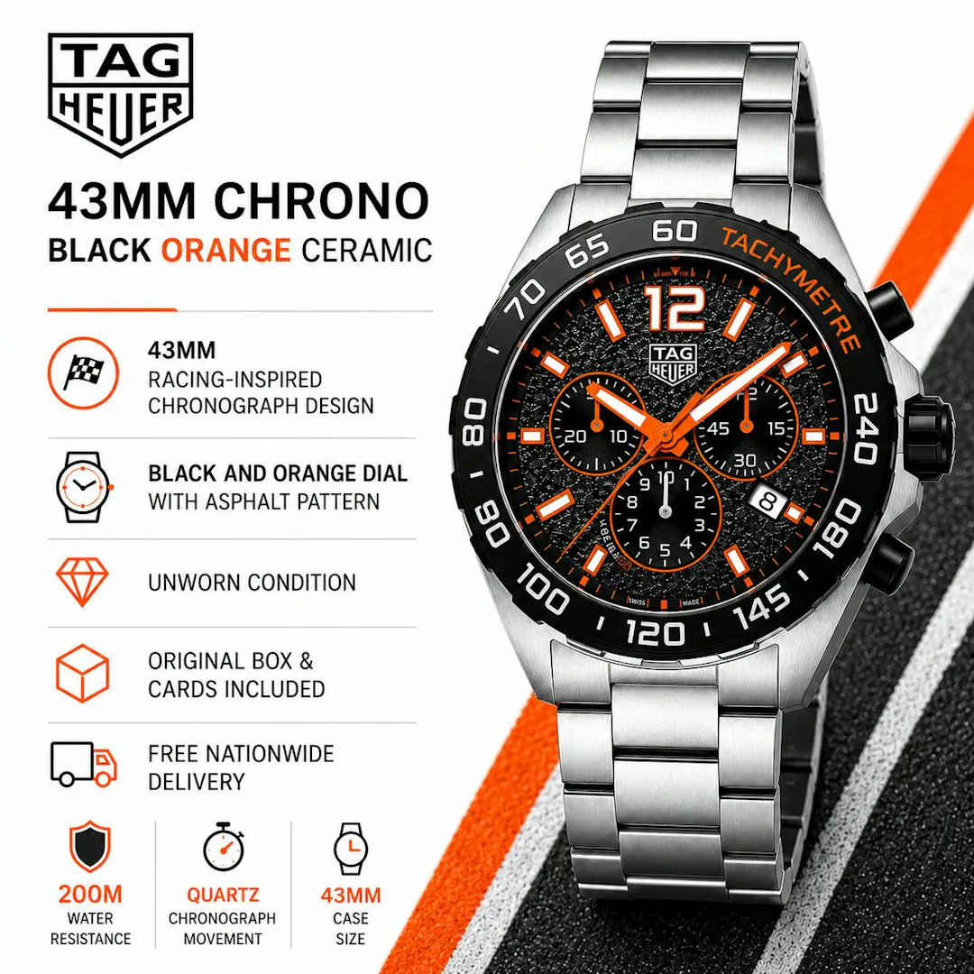 NEW TAG HEUER FORMULA 1 GREY & ORANGE CHRONOGRAPH 43MM WATCH