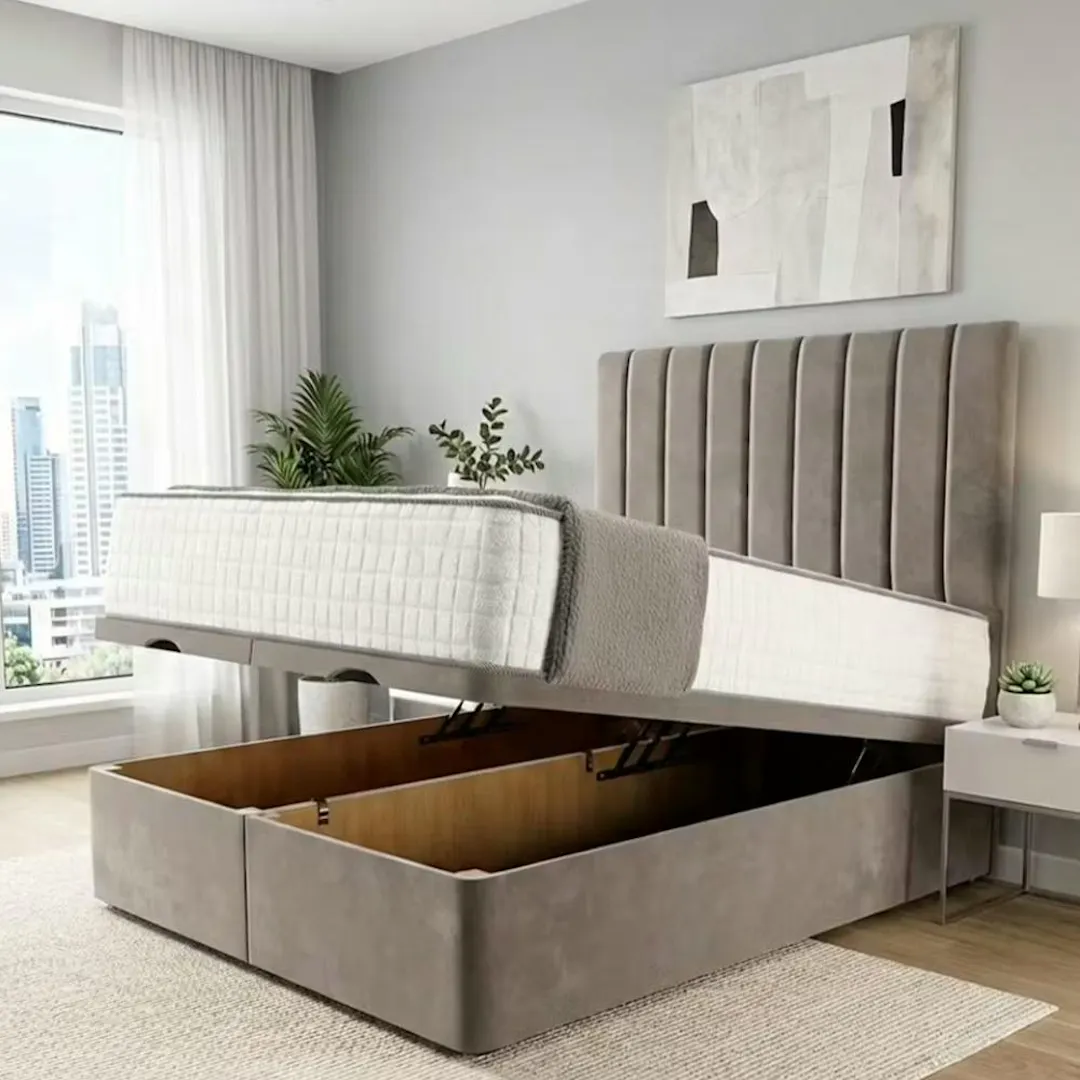 LUXURY OTTOMAN BED BUNDLE - FRAME, MATTRESS + CHOICE OF SIZE & FABRIC