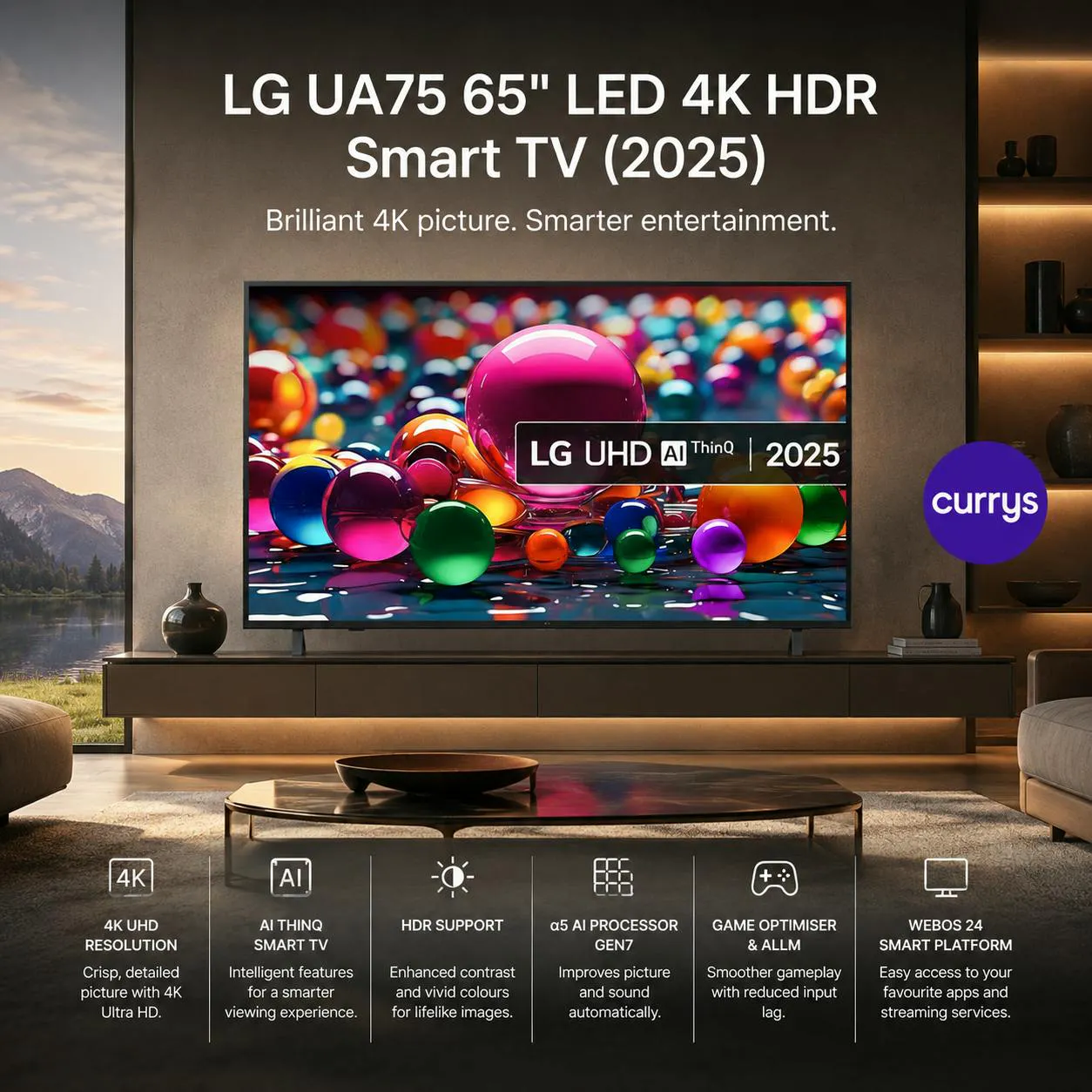 LG UA75 65" 4K HDR AI SMART TV – BIG-SCREEN ENTERTAINMENT