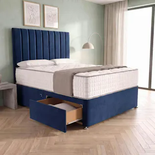 LUXURY DIVAN BED + DRAWERS & MATTRESS - CHOICE OF COLOUR & SIZE #2