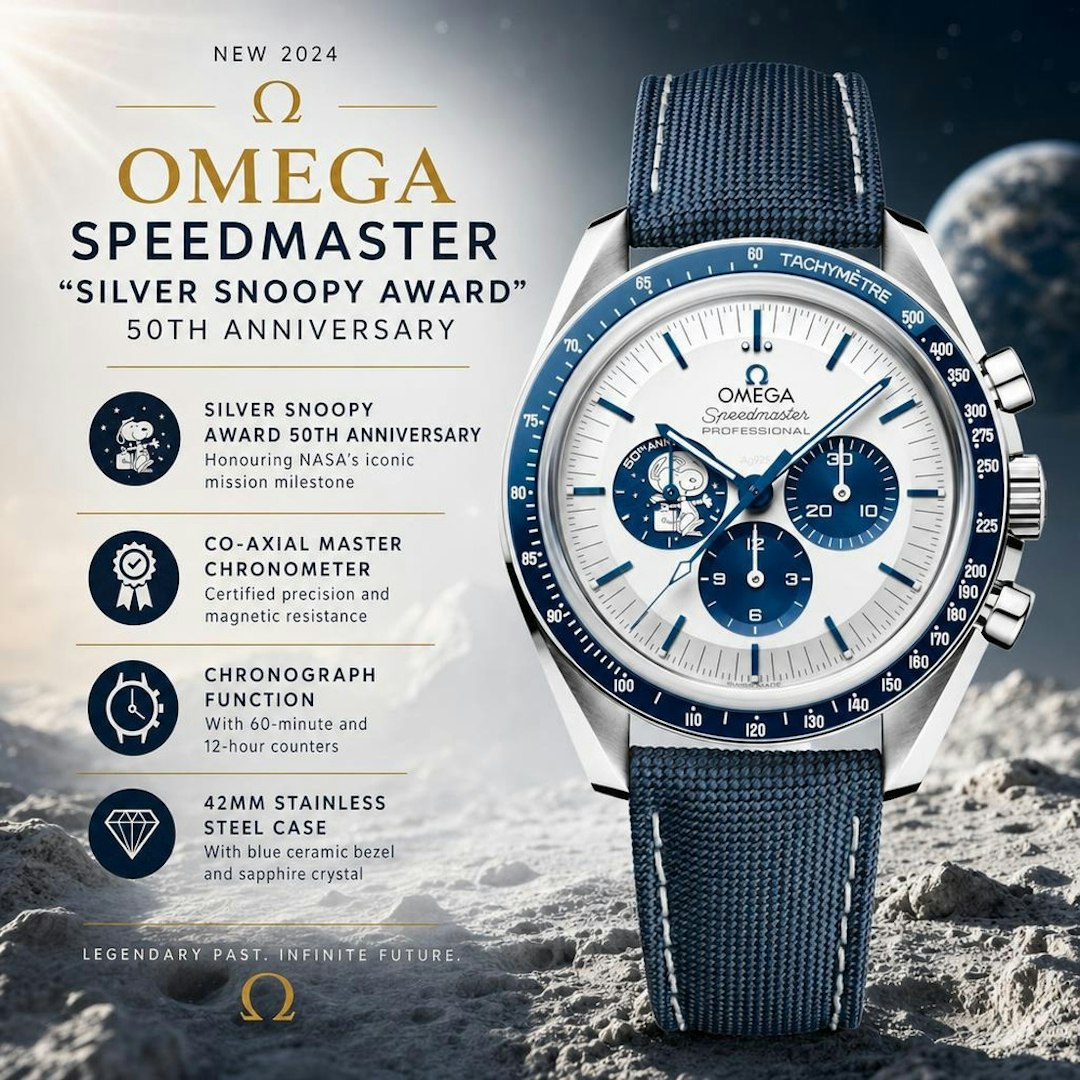 NEW OMEGA SPEEDMASTER “SILVER SNOOPY AWARD” 50TH ANNIVERSARY