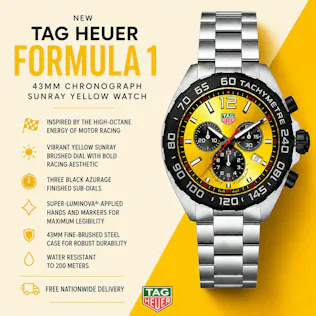 NEW TAG HEUER FORMULA 1 43MM YELLOW DIAL CHRONOGRAPH PARENT WATCH DAY 3 #5