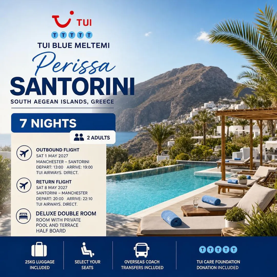 TUI 7 NIGHTS 2 PEOPLE TUi BLUE MELTEMI, PERISSA, SANTORINI