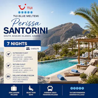 TUI 7 NIGHTS 2 PEOPLE TUi BLUE MELTEMI, PERISSA, SANTORINI