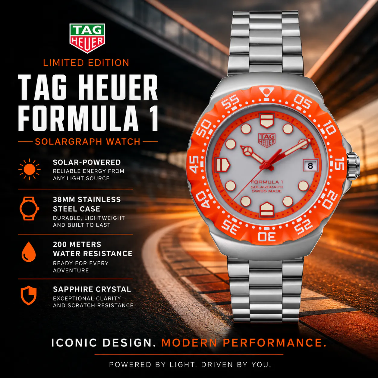 BRAND NEW LIMITED EDITION TAG HEUER FORMULA 1 SOLARGRAPH WATCH