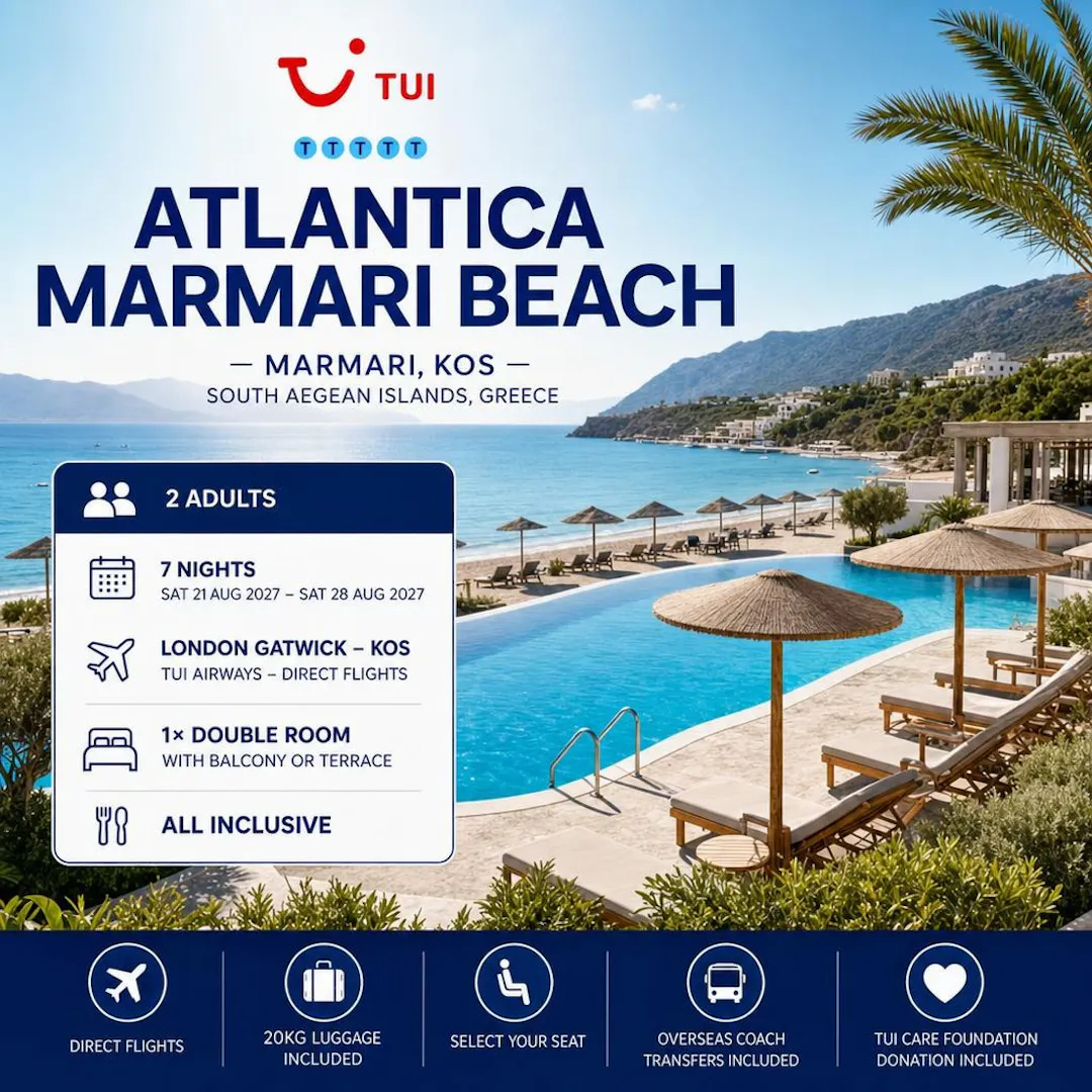 TUI ALL INCLUSIVE 7 NIGHTS 2 PEOPLE ATLANTICA MARMARI, Kos