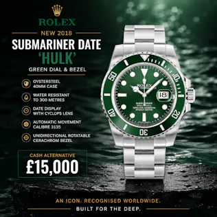 NEW 2018 ROLEX SUBMARINER DATE 'HULK' GREEN DIAL & BEZEL OR £15,000