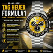 NEW TAG HEUER FORMULA 1 43MM YELLOW DIAL CHRONOGRAPH