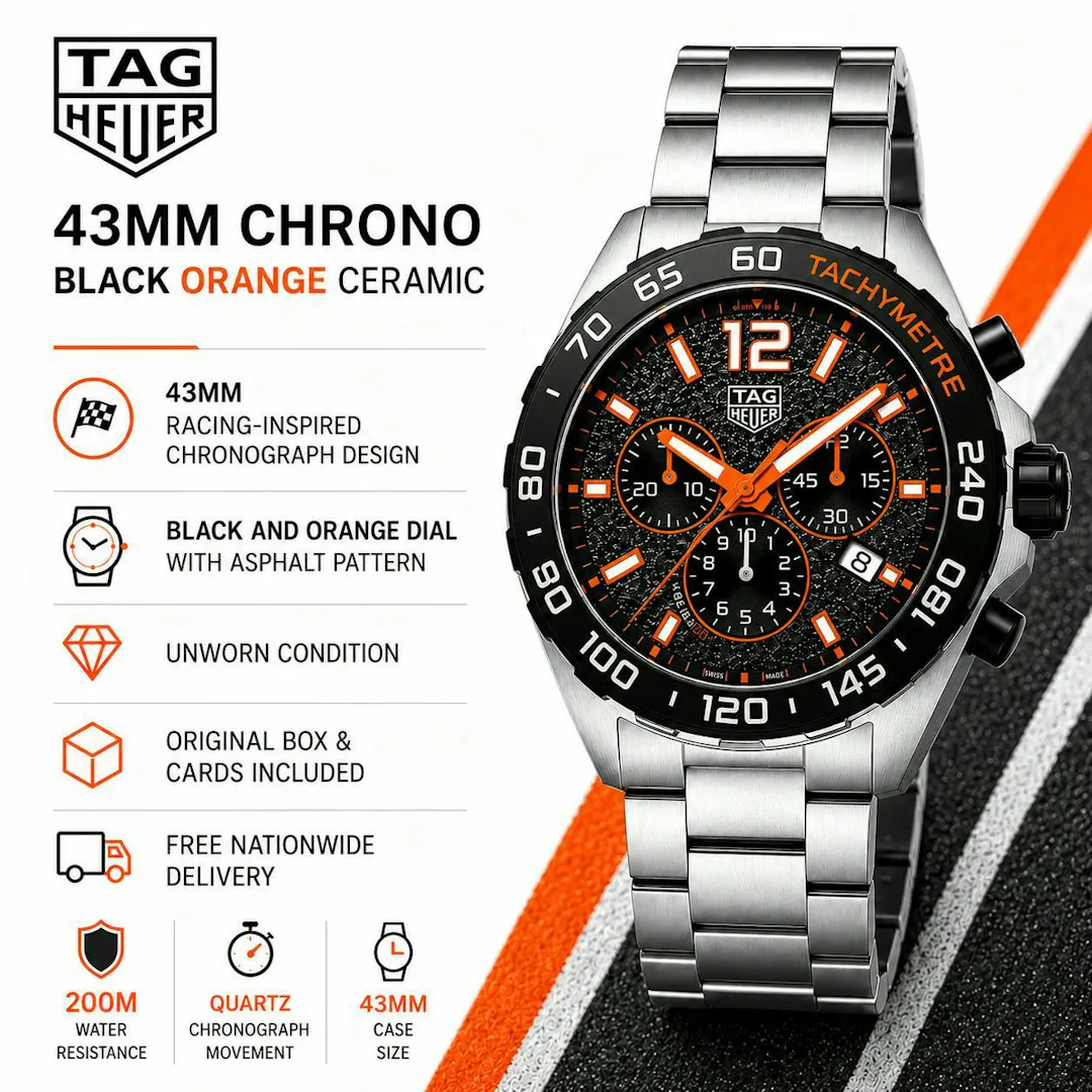 John Gosling - NEW TAG HEUER FORMULA 1 GREY & ORANGE CHRONOGRAPH 43MM WATCH