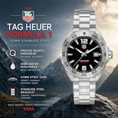NEW TAG HEUER FORMULA 1 QUARTZ BLACK STEEL 41MM WATCH