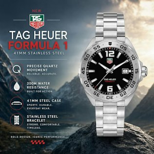 NEW TAG HEUER FORMULA 1 QUARTZ BLACK STEEL 41MM WATCH